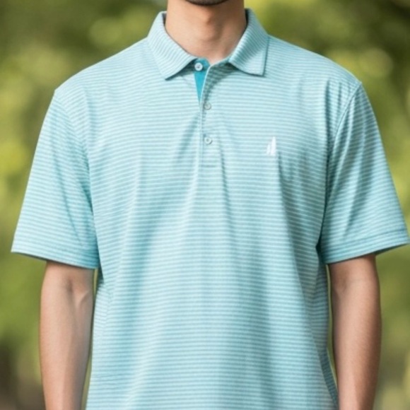 johnnie-O Other - Johnnie O Polo Shirt Mens Medium Mint Green Striped Golf Performance Stretch